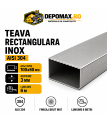 Teava rectangulara inox AISI 304, 100 x 60 x 3 mm, 6 metri Teava rectangulara inox AISI 304, 100 x 60 x 3 mm, 6 metri